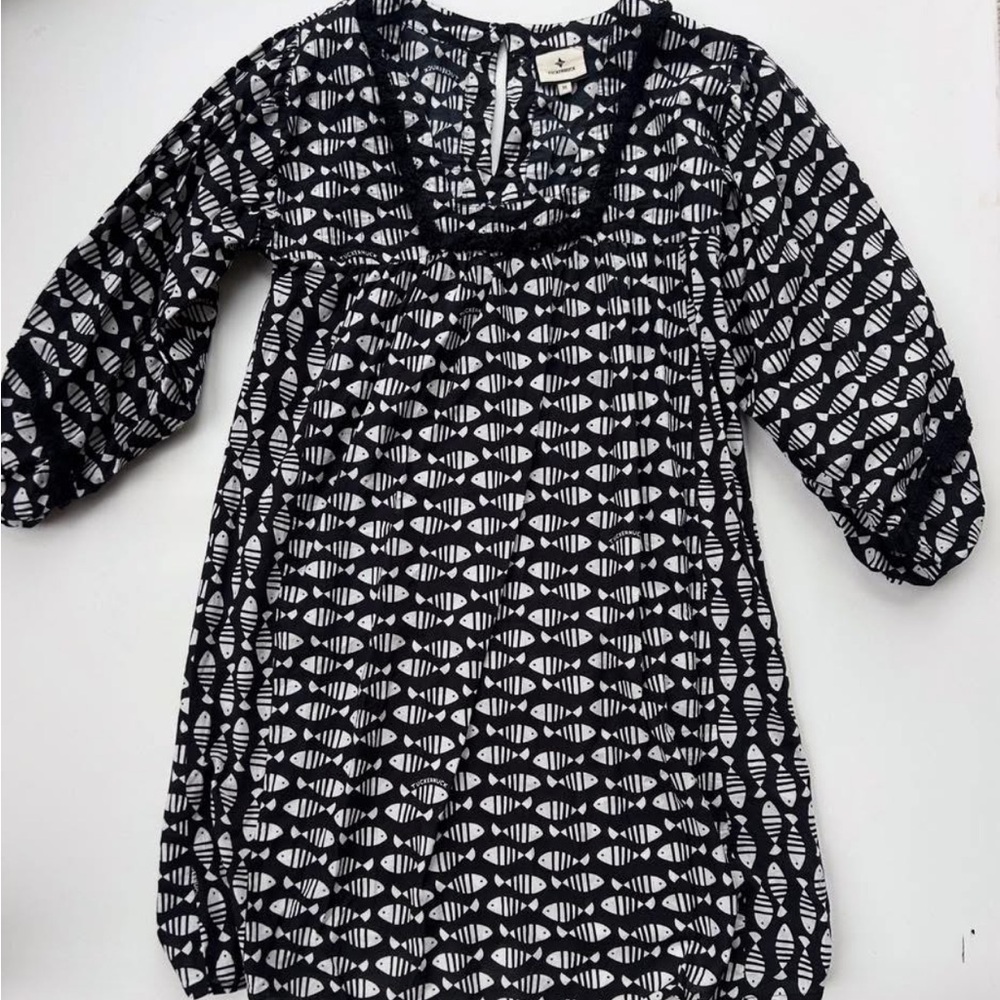 Tuckernuck Black and White Patterned Dress Ballon Sleeves